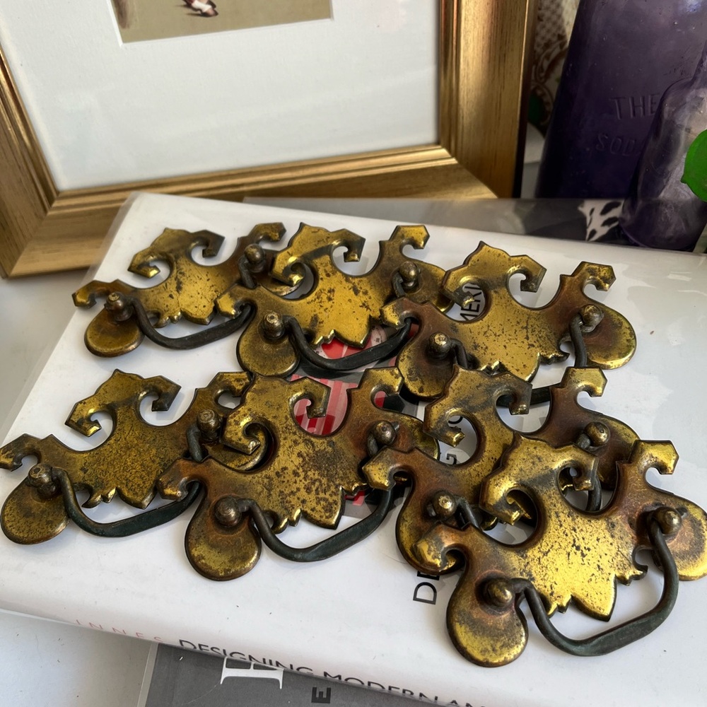 Vintage Brass drawer handles pulls lot of 7